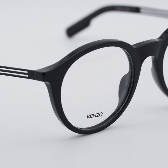 Kenzo KZ50015U 001 Eyeglasses Shiny Black 51mm Round Frame - Picture 2 of 10